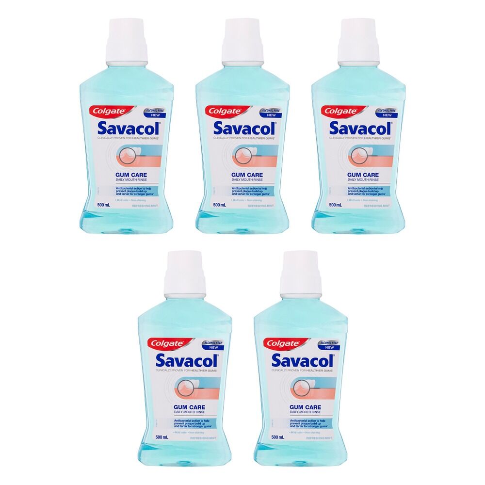 Savacol Gum Care Daily Mouth Rinse Alcohol Free Refreshing Mint 500mL Pack of 5