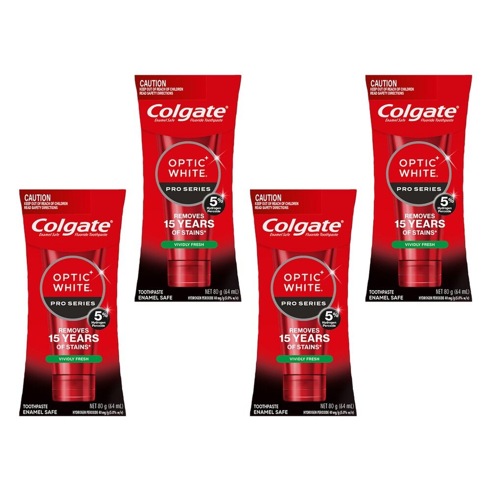 Colgate Optic White Pro Series Vividly Fresh Toothpaste 80g Pack of 4