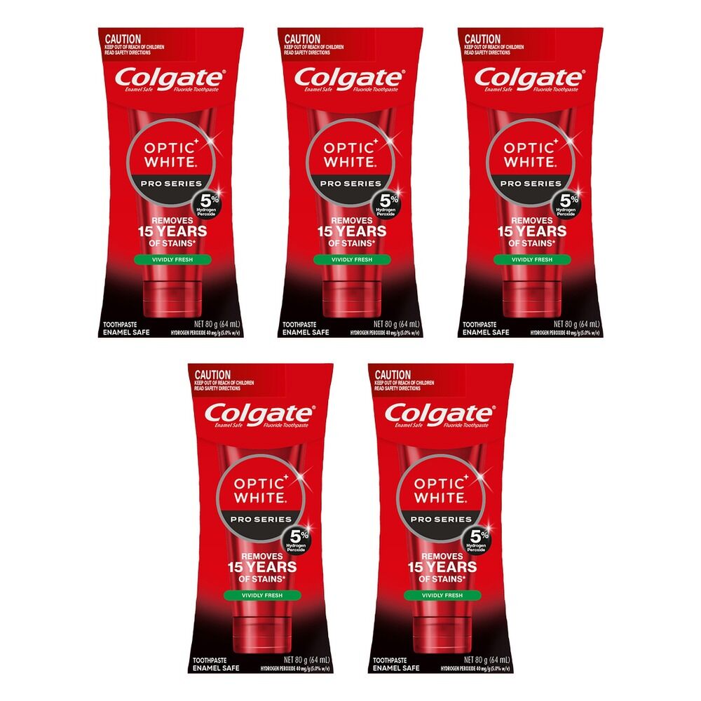 Colgate Optic White Pro Series Vividly Fresh Toothpaste 80g Pack of 5