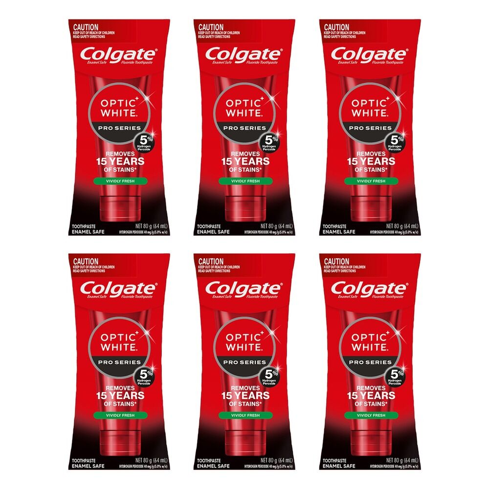 Colgate Optic White Pro Series Vividly Fresh Toothpaste 80g Pack of 6