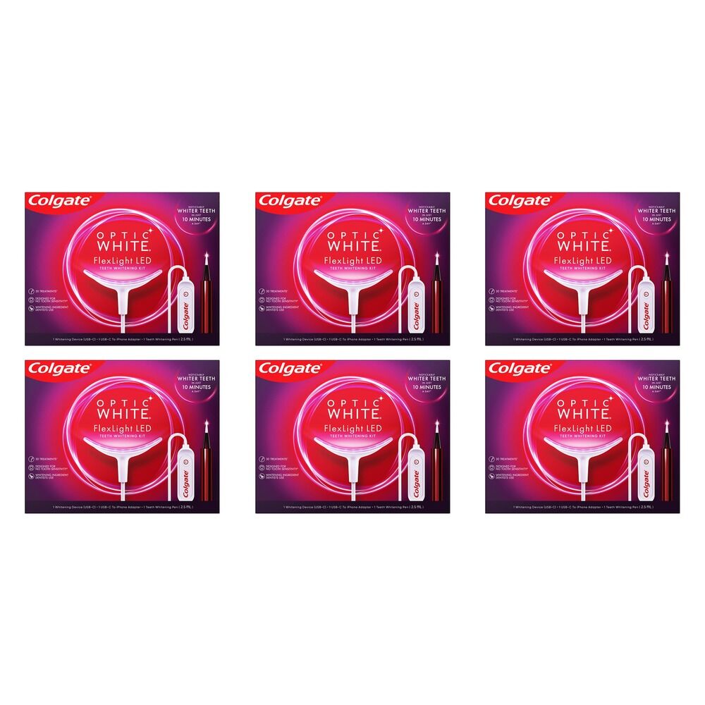 Colgate Optic White FlexLight LED Whitening Kit & Whitening Pen Pack of 6
