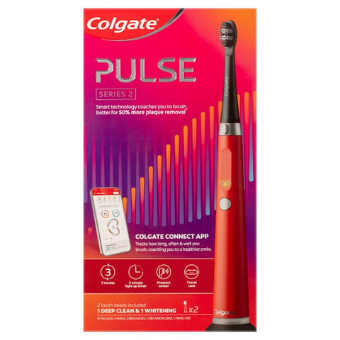 Colgate Pulse Series 2 Connected Electric Toothbrush, 2 Refill Heads