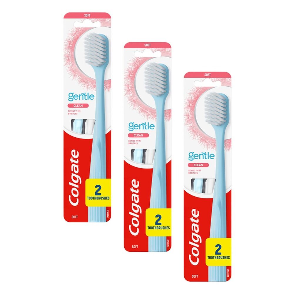 Colgate Gentle Clean Manual Toothbrush Soft Bristles 2 Pack Bundle of 3