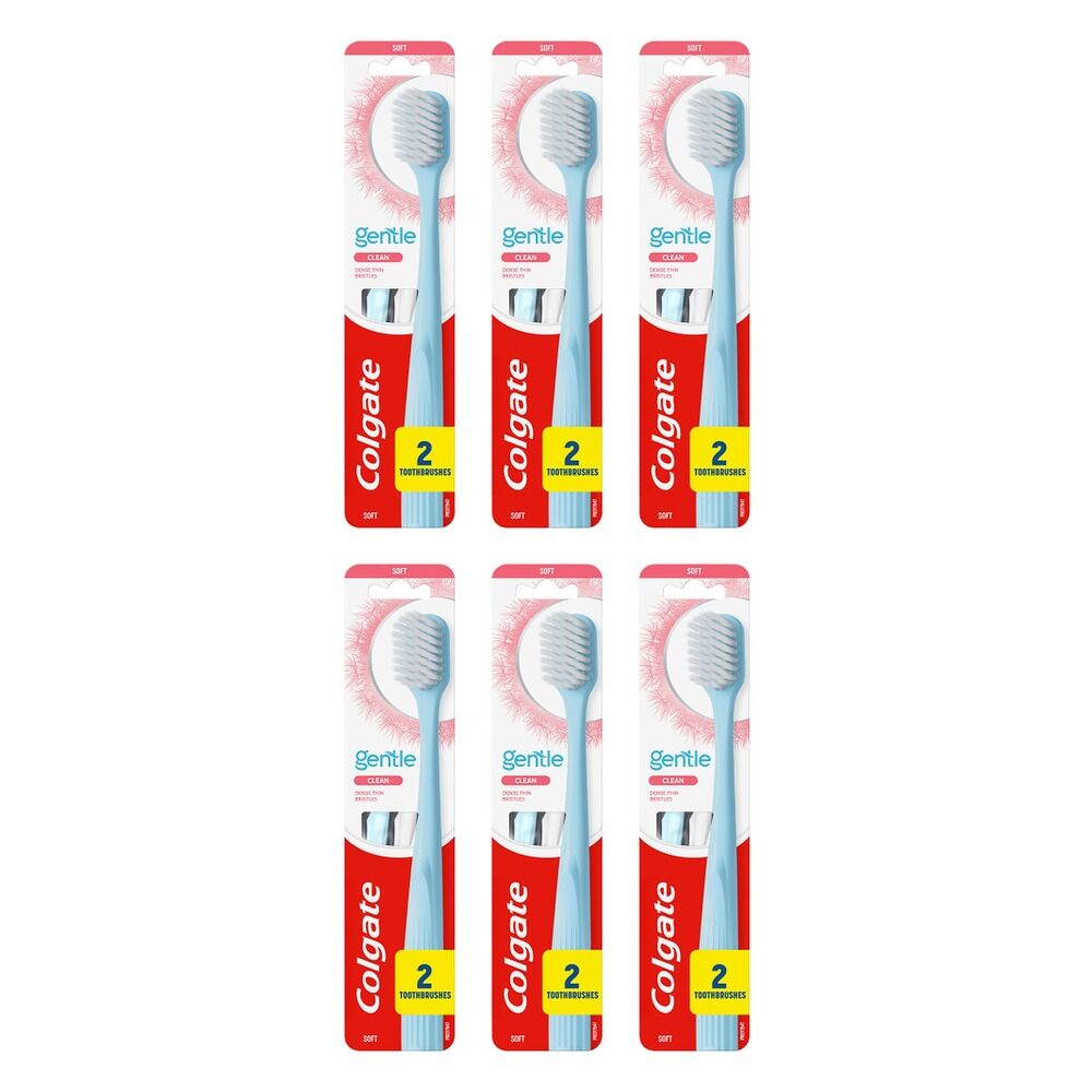 Colgate Gentle Clean Manual Toothbrush Soft Bristles 2 Pack Bundle of 6