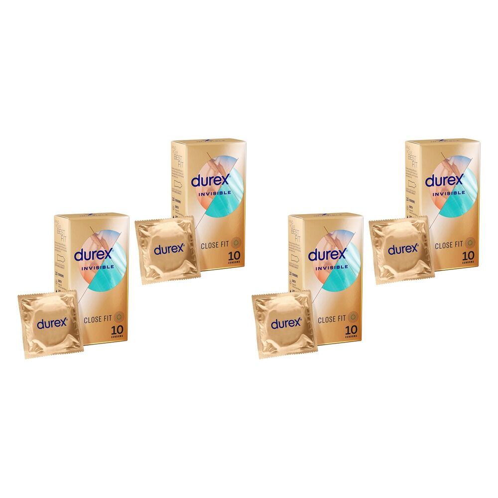 Durex Invisible Close Fit Condoms 10 Pack Bundle of 4