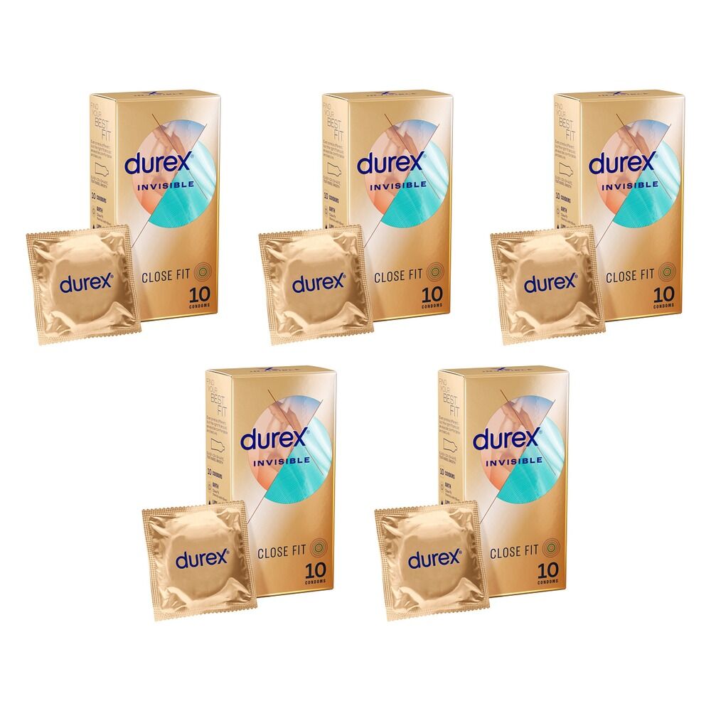Durex Invisible Close Fit Condoms 10 Pack Bundle of 5