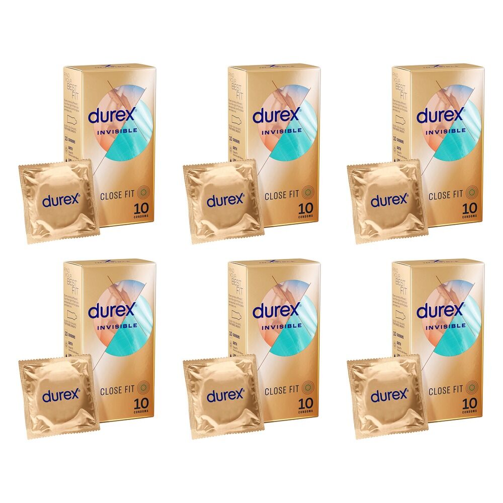 Durex Invisible Close Fit Condoms 10 Pack Bundle of 6