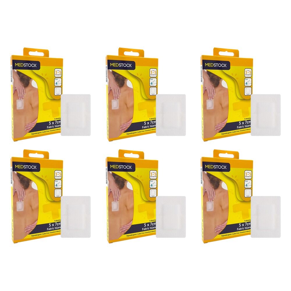 Medstock Fabric Island Dressing 5cm x 7cm 5 Pack Bundle of 6