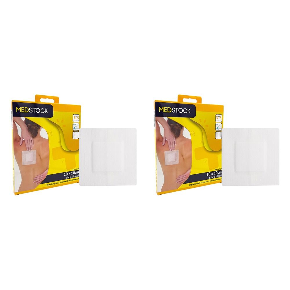 Medstock Fabric Island Dressing 10cm x 10cm 5 Pack Bundle of 2