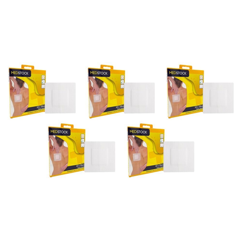 Medstock Fabric Island Dressing 10cm x 10cm 5 Pack Bundle of 5