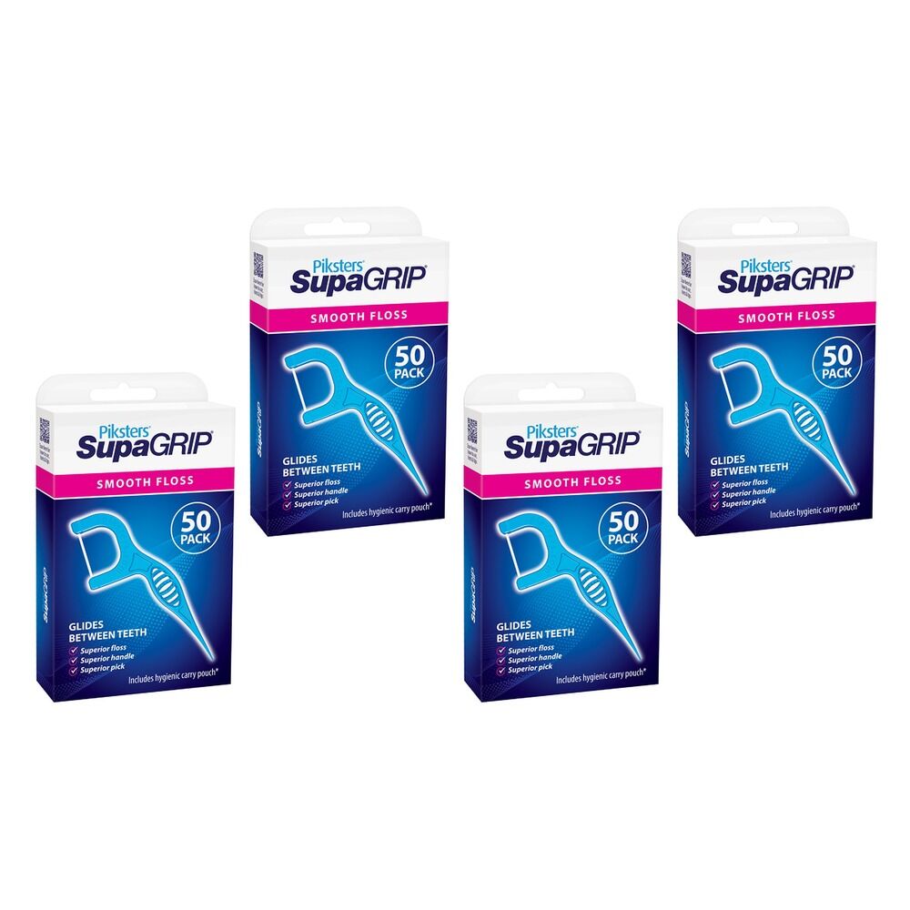 Piksters SupaGRIP Floss Picks 50 Pack Bundle of 4