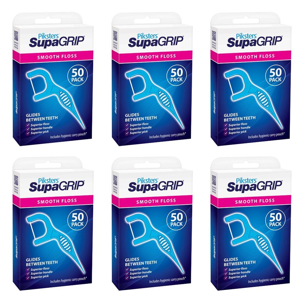 Piksters SupaGRIP Floss Picks 50 Pack Bundle of 6