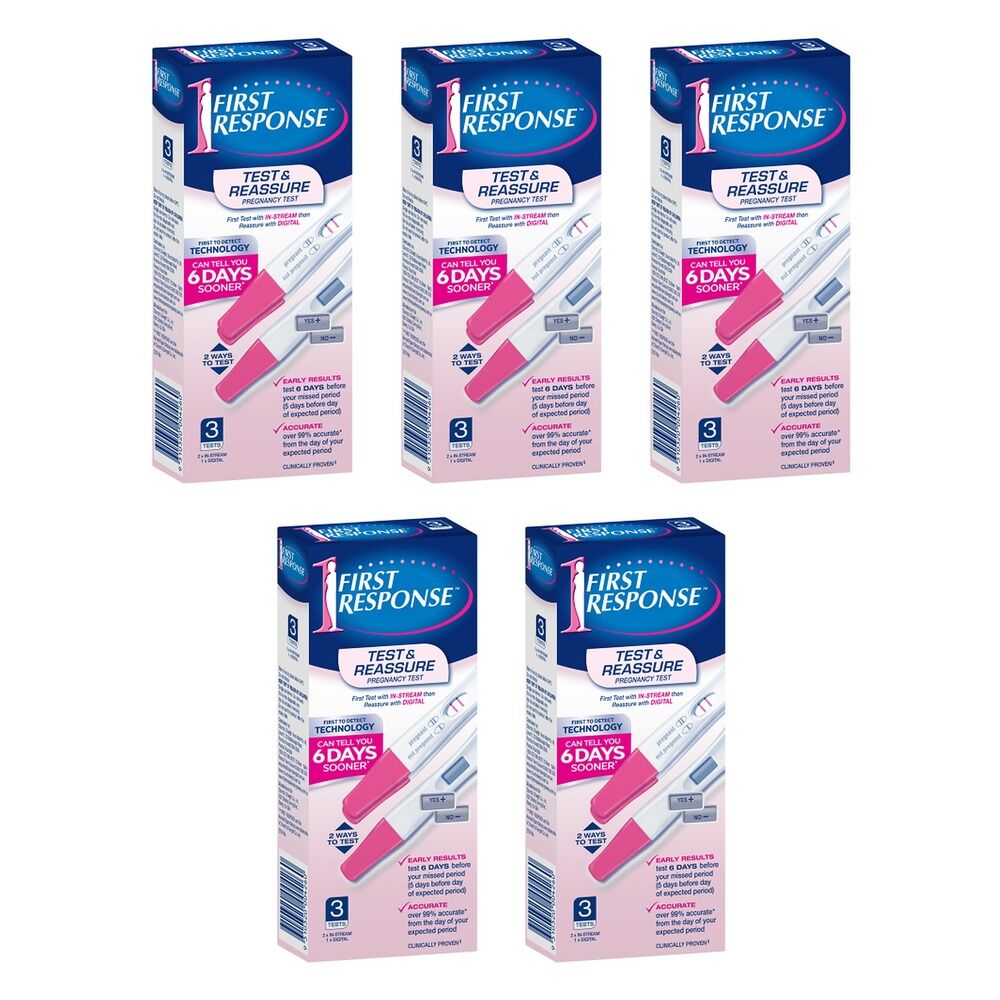 First Response Test & Reassure Pregnancy Test 3 Pack Bundle of 5