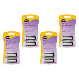 Scholl ExpertCare File and Smooth 2 in 1 Roller Head 2 Pack Bundle of 4