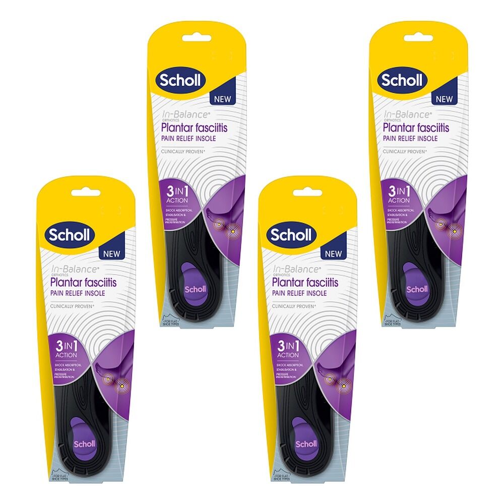 Scholl In-Balance Plantar Fasciitis Orthotic Insole Medium Pack of 4