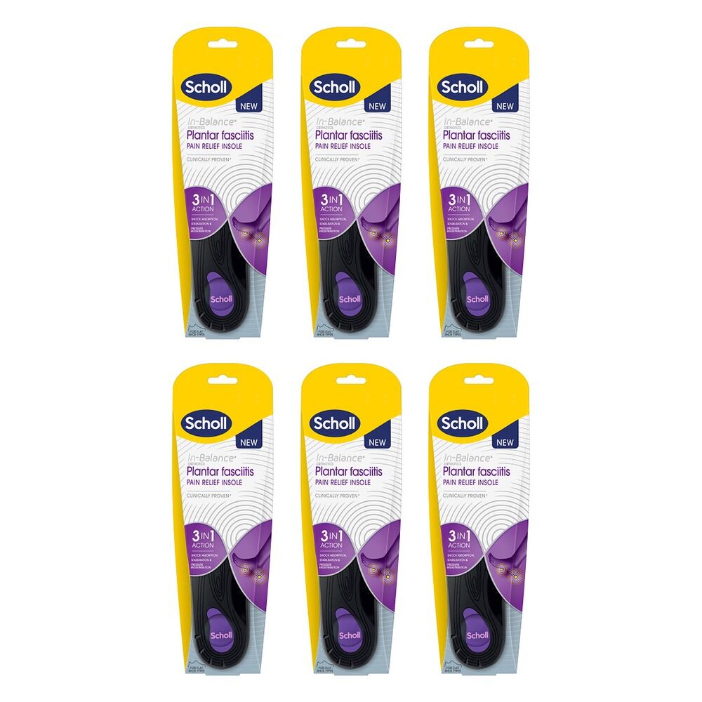 Scholl In-Balance Plantar Fasciitis Orthotic Insole Medium Pack of 6
