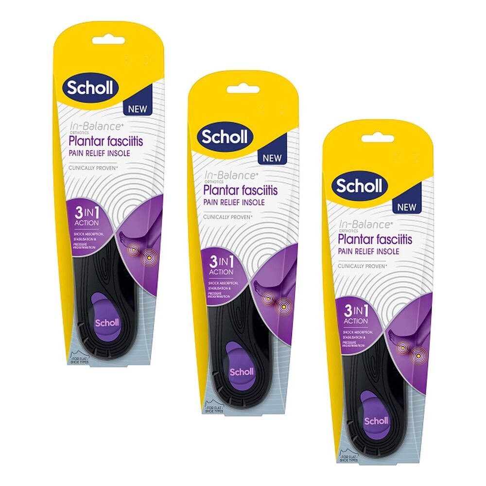 Scholl In-Balance Plantar Fasciitis Orthotic Insole Large Pack of 3