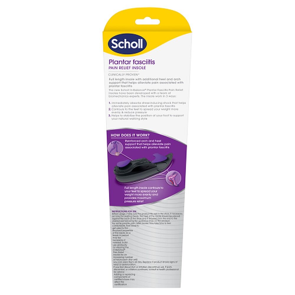 Scholl In-Balance Plantar Fasciitis Orthotic Insole Large