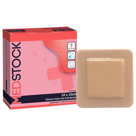 Medstock Silicone Lite Dressing With Border 10cm x 10cm 10 Pack