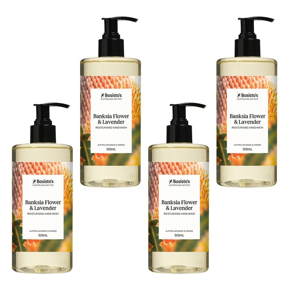 Bosisto's Banksia Flower and Lavender Hand Wash 500mL x 3 Bundle of 4