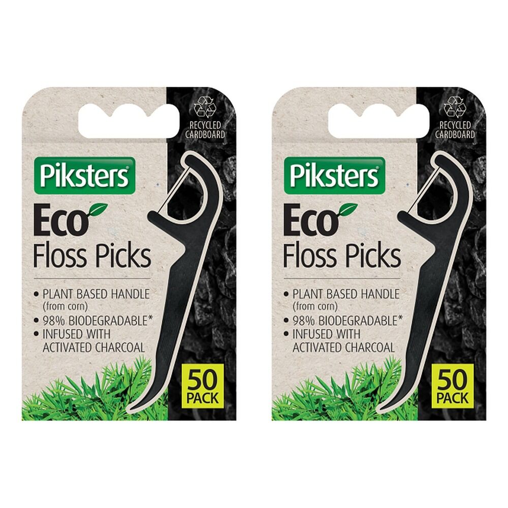 Piksters Eco Floss Picks 50 Pack Bundle of 2
