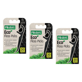 Piksters Eco Floss Picks 50 Pack Bundle of 3