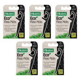 Piksters Eco Floss Picks 50 Pack Bundle of 5