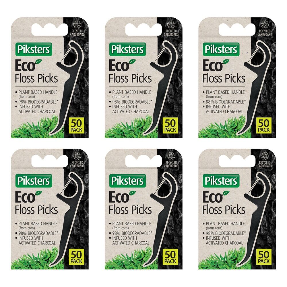Piksters Eco Floss Picks 50 Pack Bundle of 6