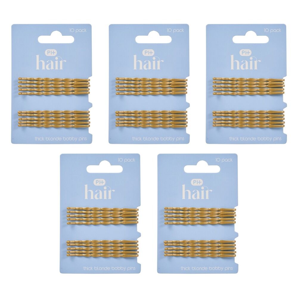 Pharmacy Health Thick Bobby Pins Blonde 10 Pack Bundle of 5
