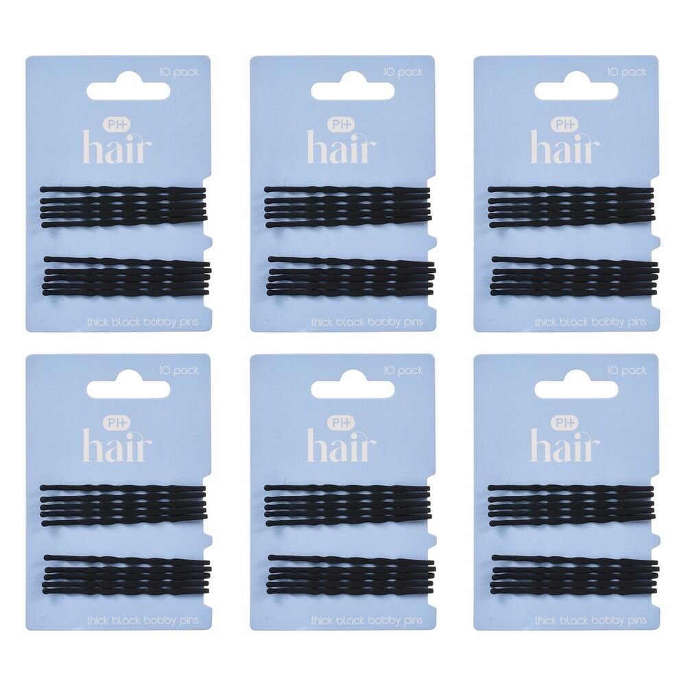 Pharmacy Health Thick Bobby Pins Black 10 Pack Bundle of 6