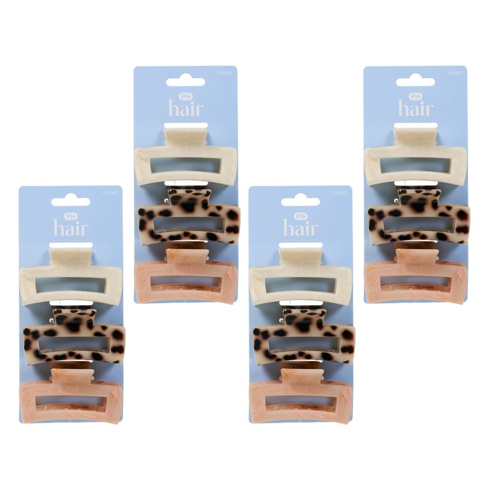 Pharmacy Health Medium Claw Clips Mixed 3 Pack Bundle of 4