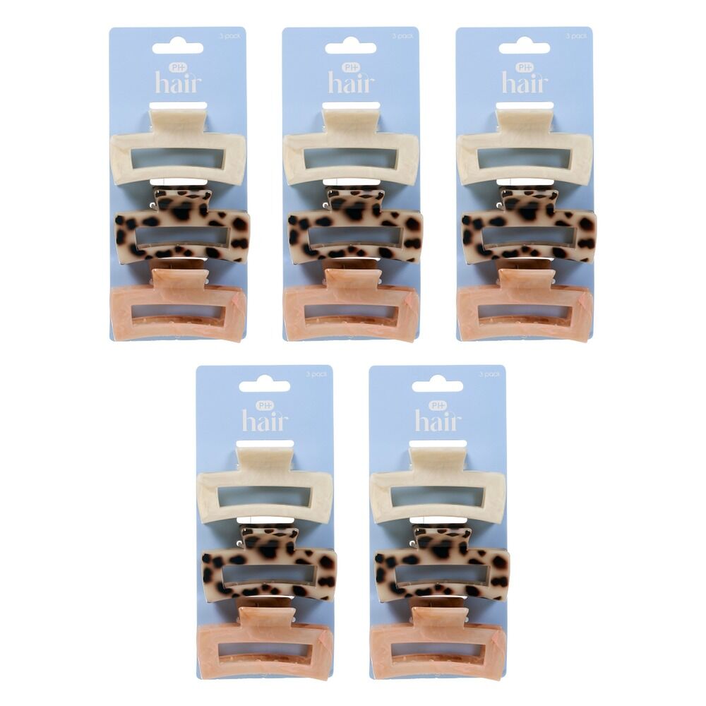 Pharmacy Health Medium Claw Clips Mixed 3 Pack Bundle of 5