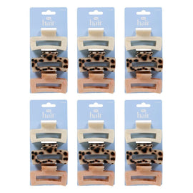 Pharmacy Health Medium Claw Clips Mixed 3 Pack Bundle of 6