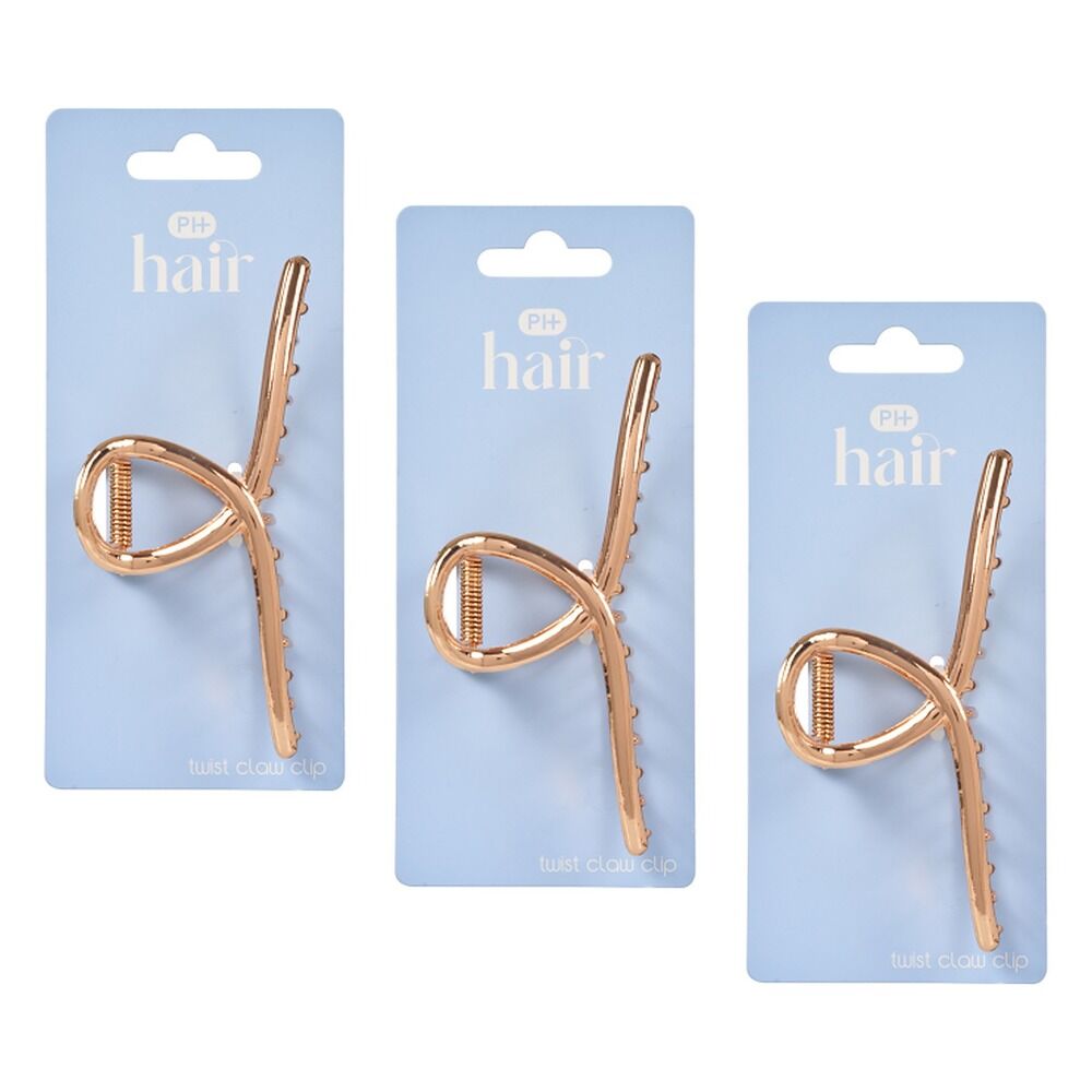 Pharmacy Health Twist Claw Clip Gold Pack of 3