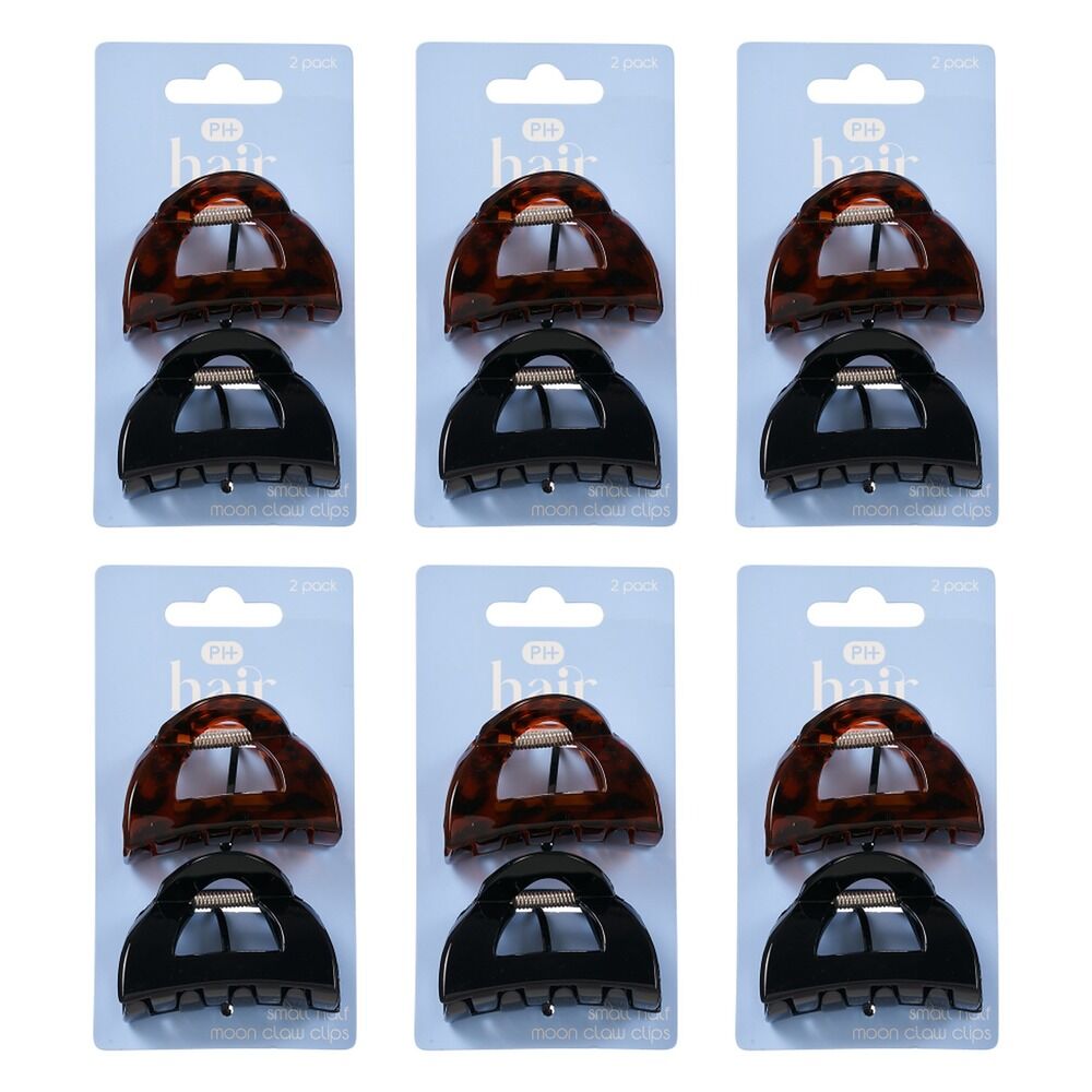 Pharmacy Health Small Half Moon Claw Clip 2 Pack Bundle of 6