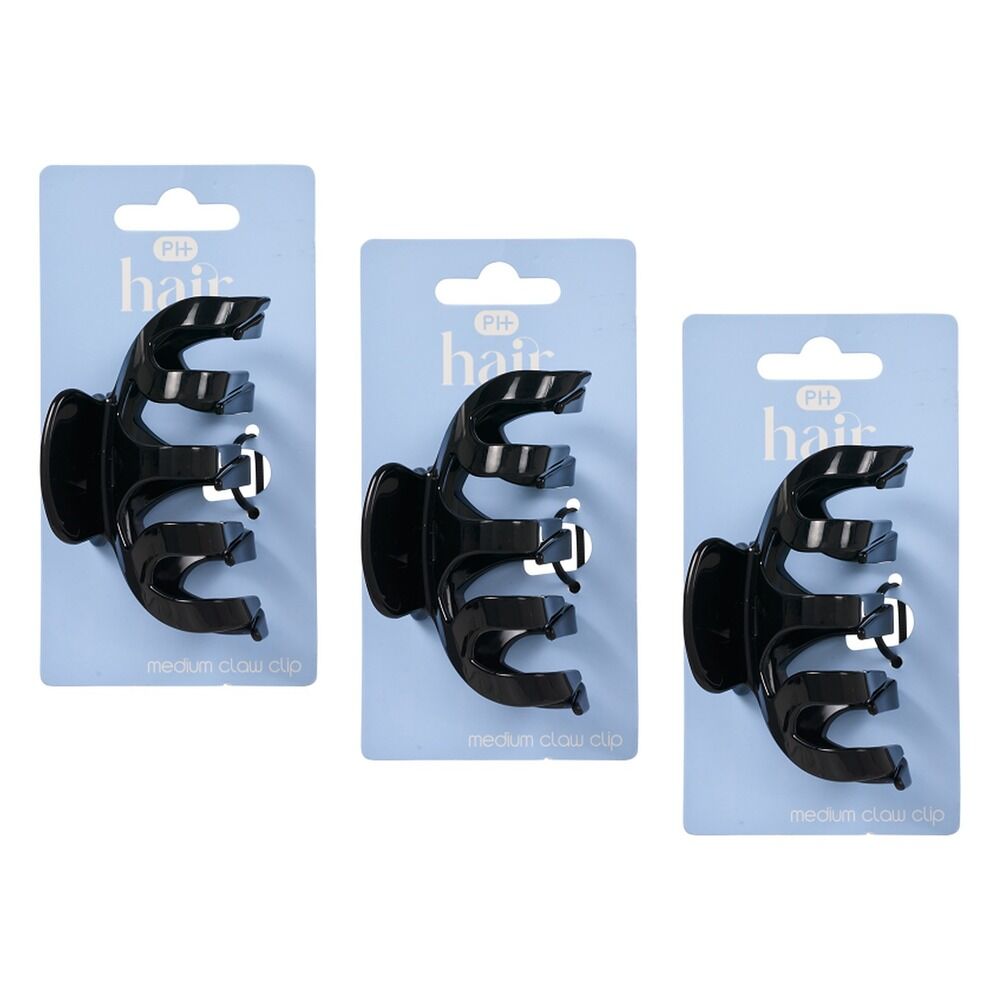 Pharmacy Health Medium Claw Clip Black Pack of 3