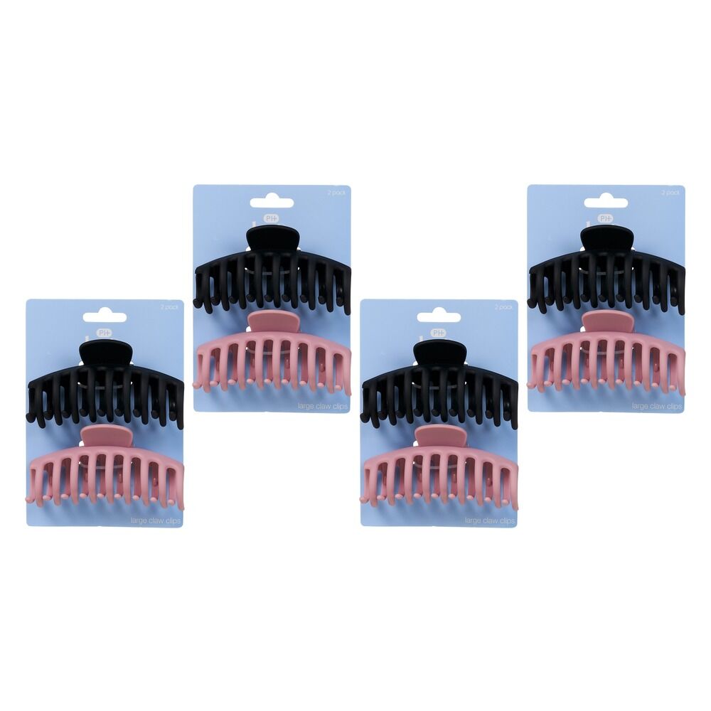 Pharmacy Health Large Matte Claw Clips 2 Pack Bundle of 4