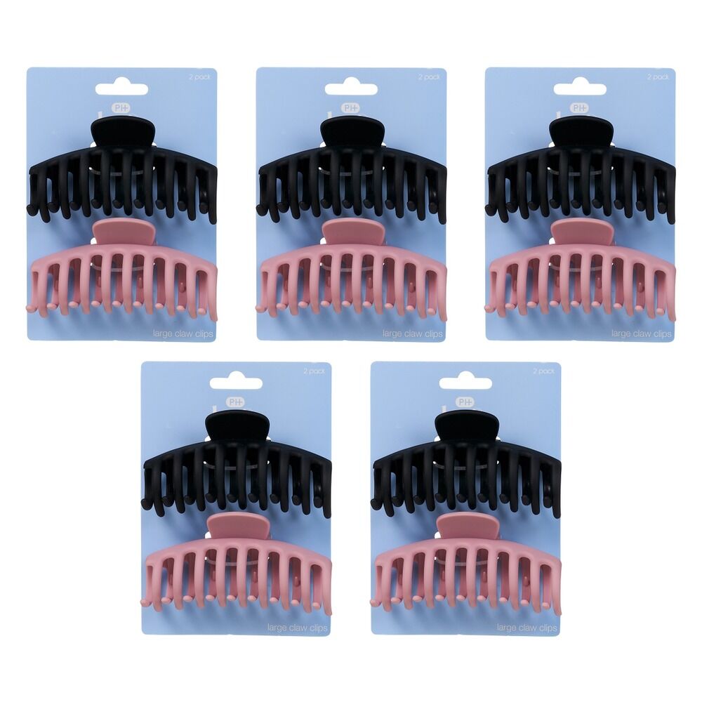 Pharmacy Health Large Matte Claw Clips 2 Pack Bundle of 5
