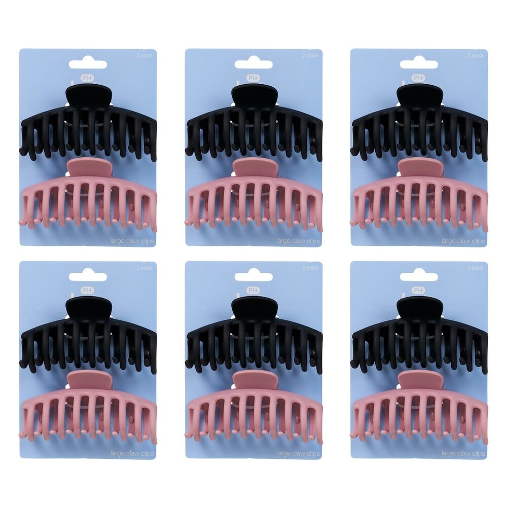 Pharmacy Health Large Matte Claw Clips 2 Pack Bundle of 6