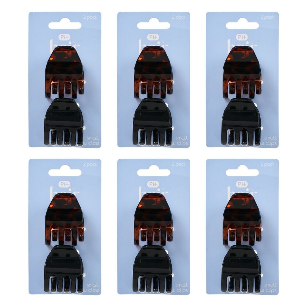 Pharmacy Health Small Claw Clips Mixed 2 Pack Bundle of 6