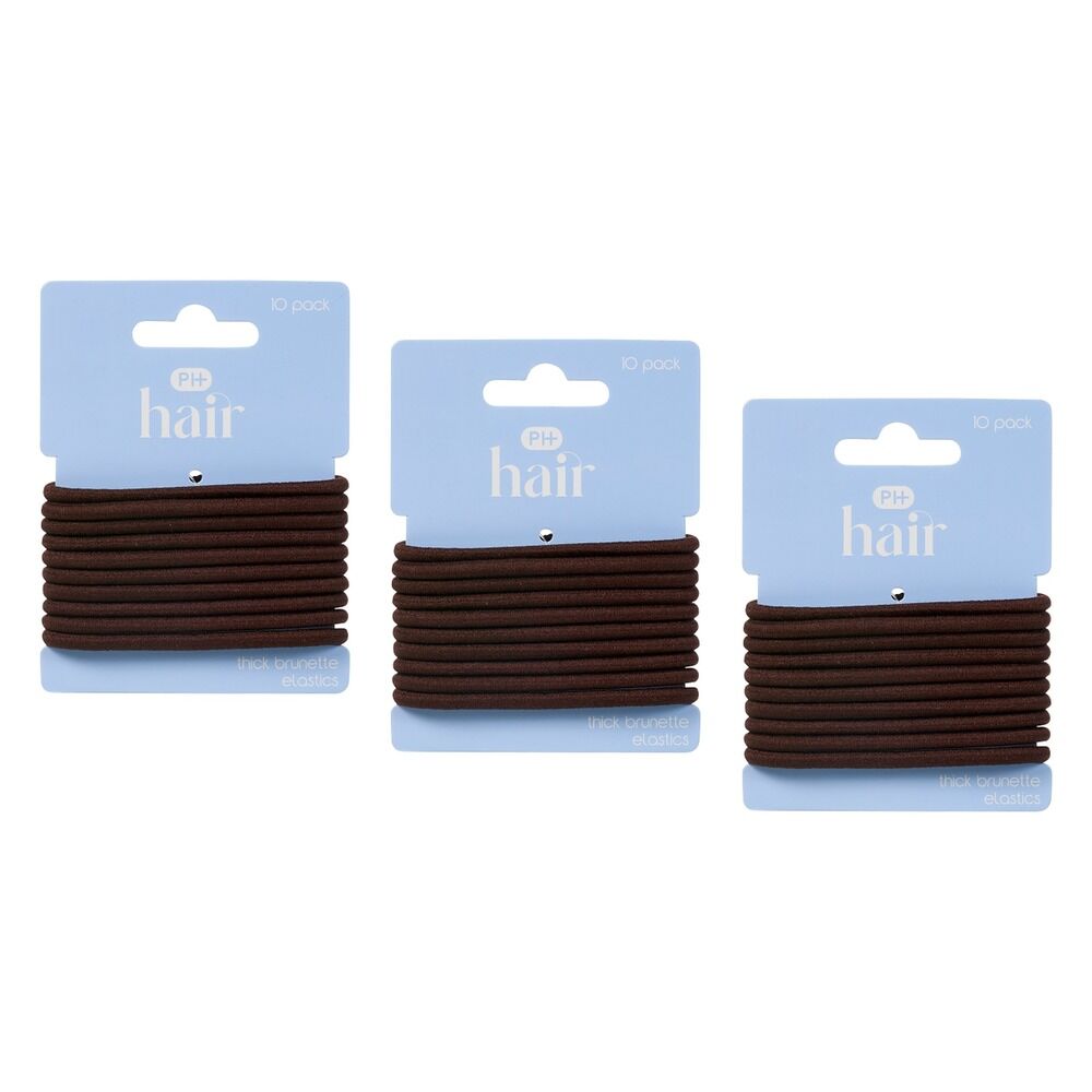 Pharmacy Health Thick Elastics Brunette 10 Pack Bundle of 3