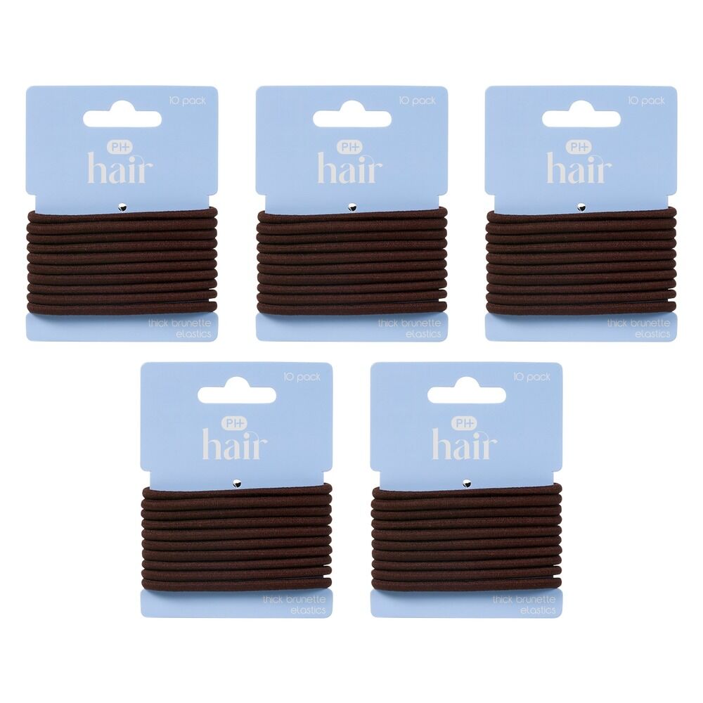 Pharmacy Health Thick Elastics Brunette 10 Pack Bundle of 5