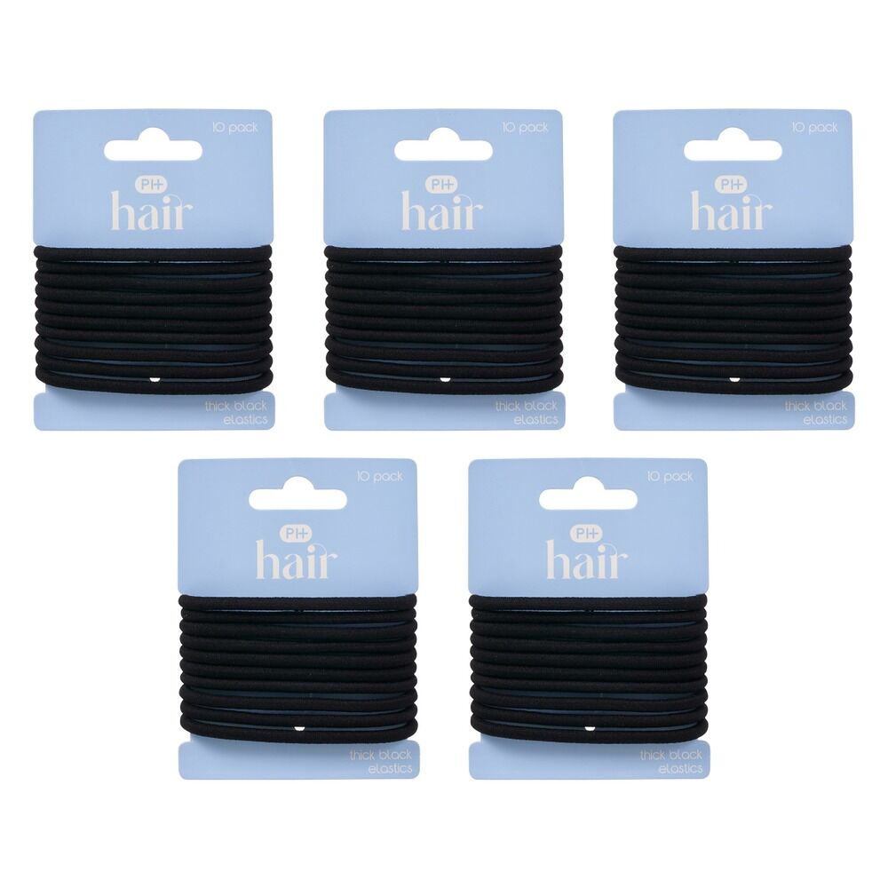 Pharmacy Health Thick Elastics Black 10 Pack Bundle of 5