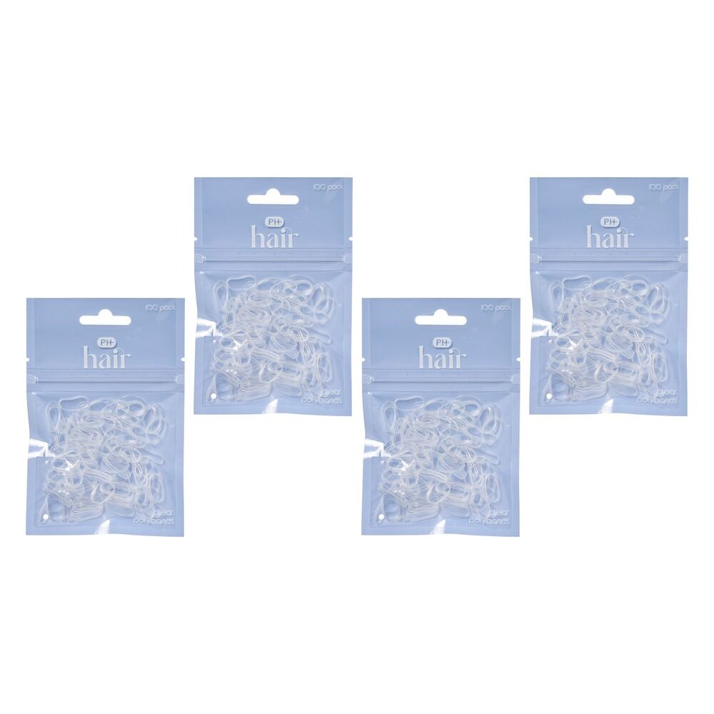 Pharmacy Health Polybands Clear 100 Pack Bundle of 4