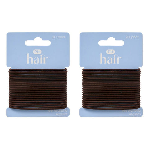 Pharmacy Health Thin Elastics Brunette 20 Pack Bundle of 2