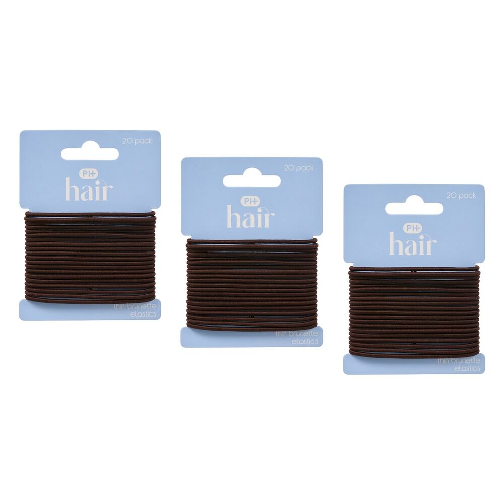 Pharmacy Health Thin Elastics Brunette 20 Pack Bundle of 3