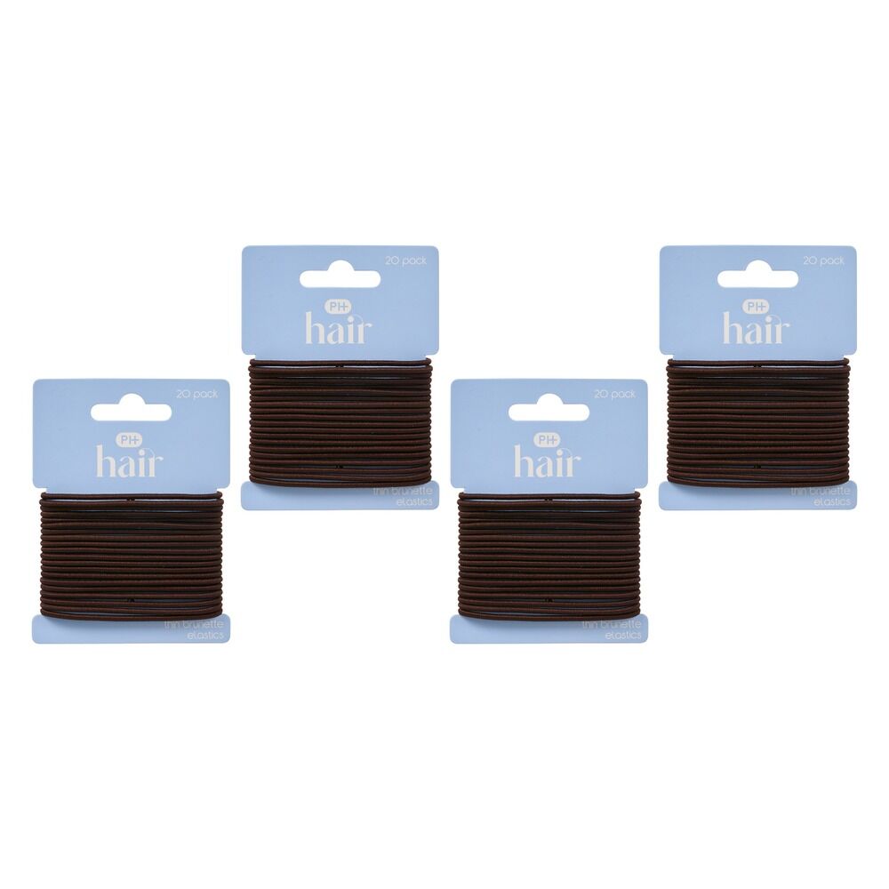 Pharmacy Health Thin Elastics Brunette 20 Pack Bundle of 4
