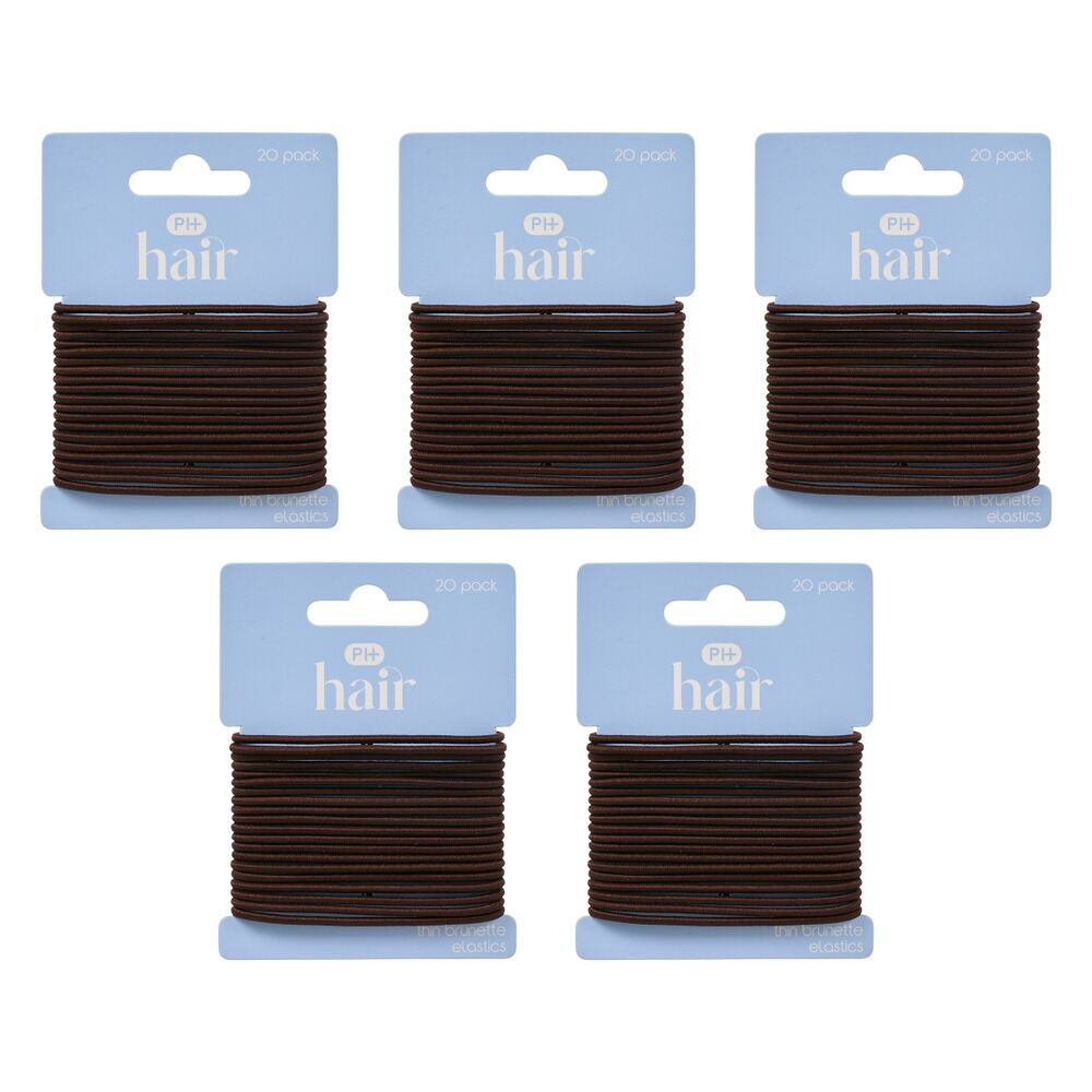 Pharmacy Health Thin Elastics Brunette 20 Pack Bundle of 5