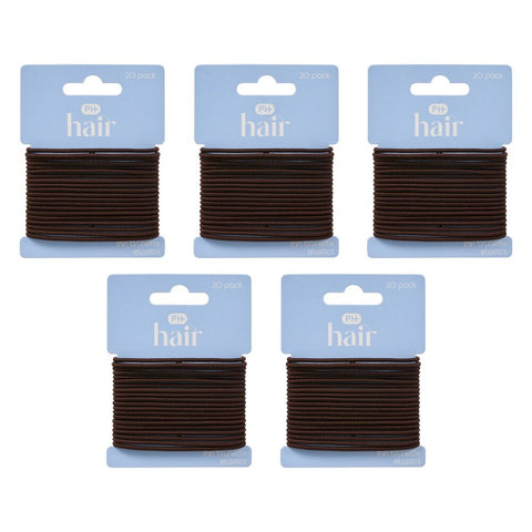 Pharmacy Health Thin Elastics Brunette 20 Pack Bundle of 5