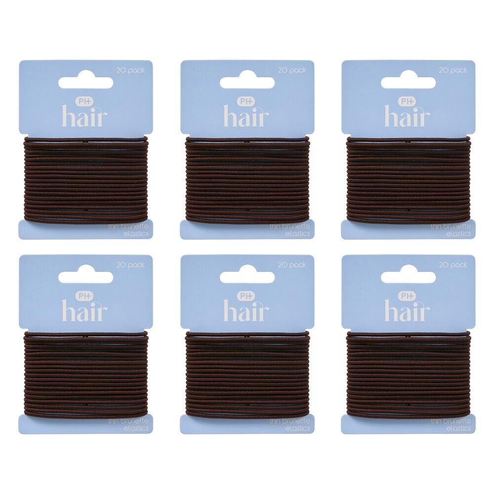 Pharmacy Health Thin Elastics Brunette 20 Pack Bundle of 6